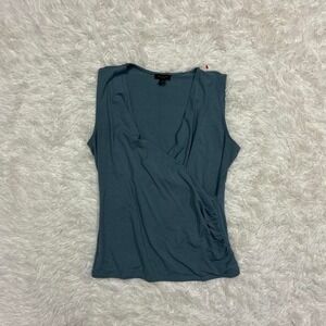 Y2K Preppy Glam Cute Ann Taylor blue wrap top Size XS